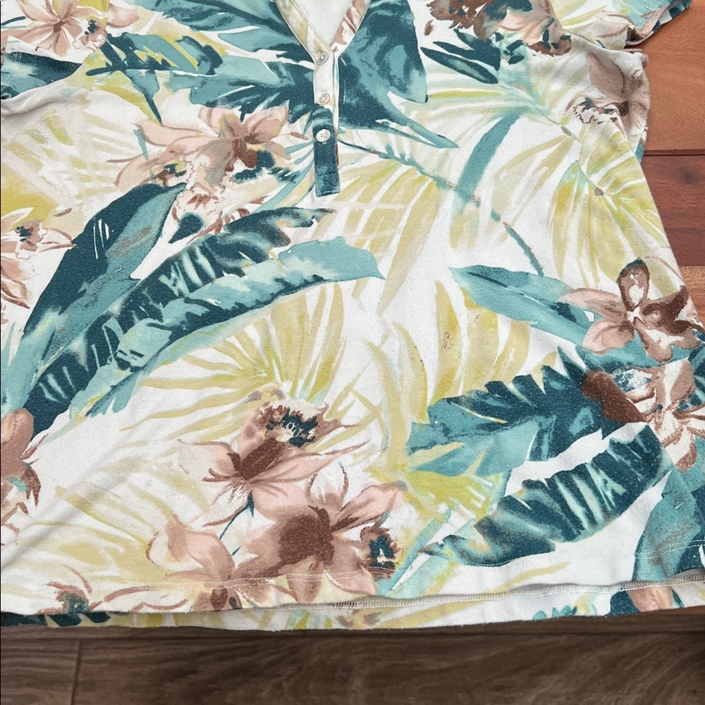 Tommy Bahama Palm Frond Floral S/S V-Neck Pullover Sz Large - Picture 4 of 4